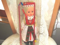 13'' ORIGINAL NORWEGIAN NORWAY WEDDING BRIDE DOLL, CONTAINER